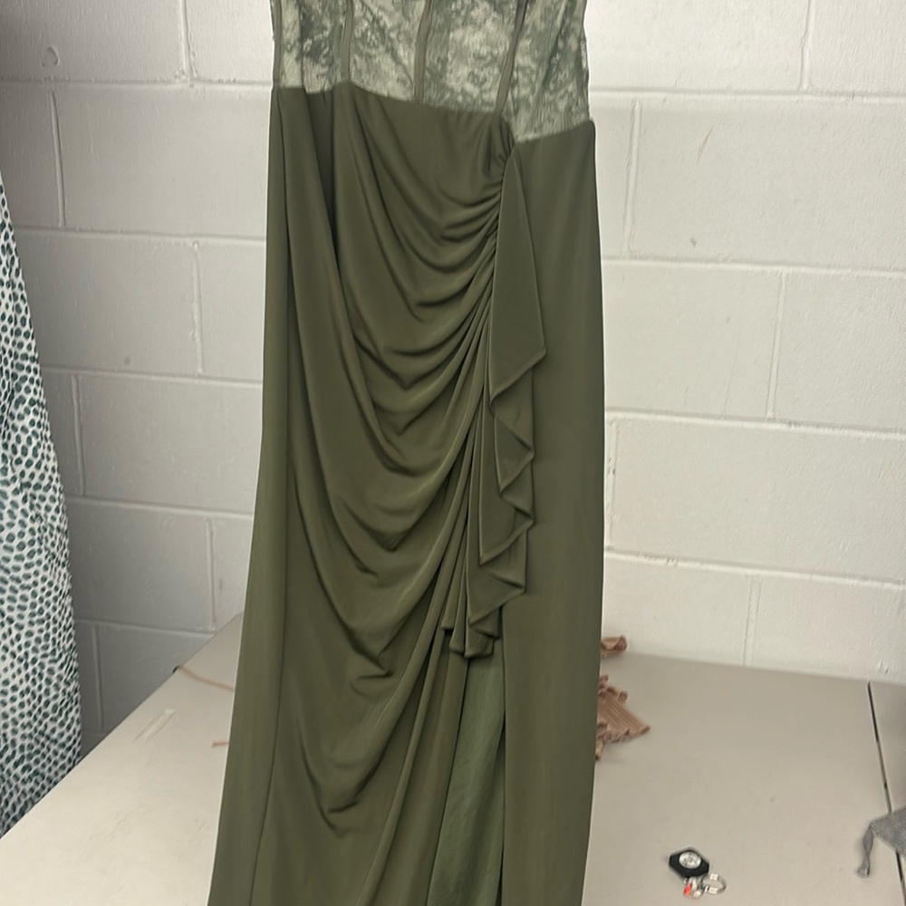 Sz M RTR 
Katie May
Willow Gown Olive Corset Floor Length Dress Lace ruffle slit - Picture 6 of 9